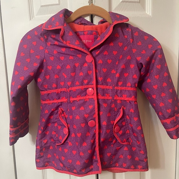 London Fog Other - London Fog Girl Hooded Jacket Purple and Pink Hearts London Fog Girls Size 5